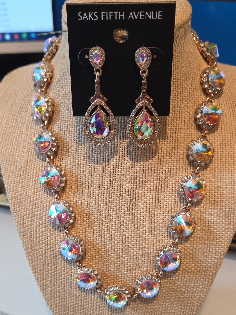 Saks Fifth Avenue Iridescent Crystal Necklace & Earrings Set - Multicolor